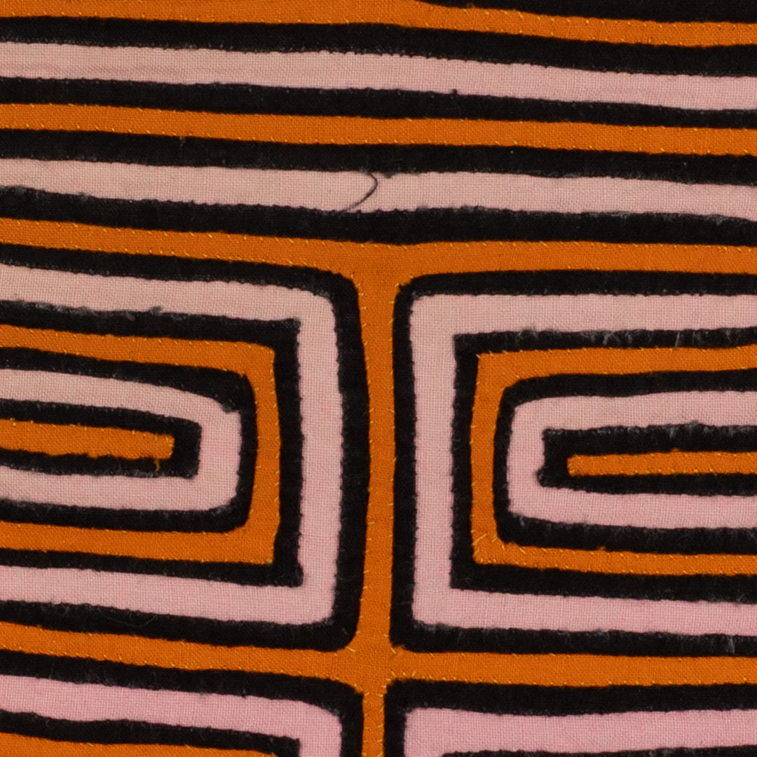 Traditional Orange Black And Cream Classic Design Mola