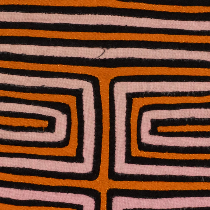 Traditional Orange Black And Cream Classic Design Mola