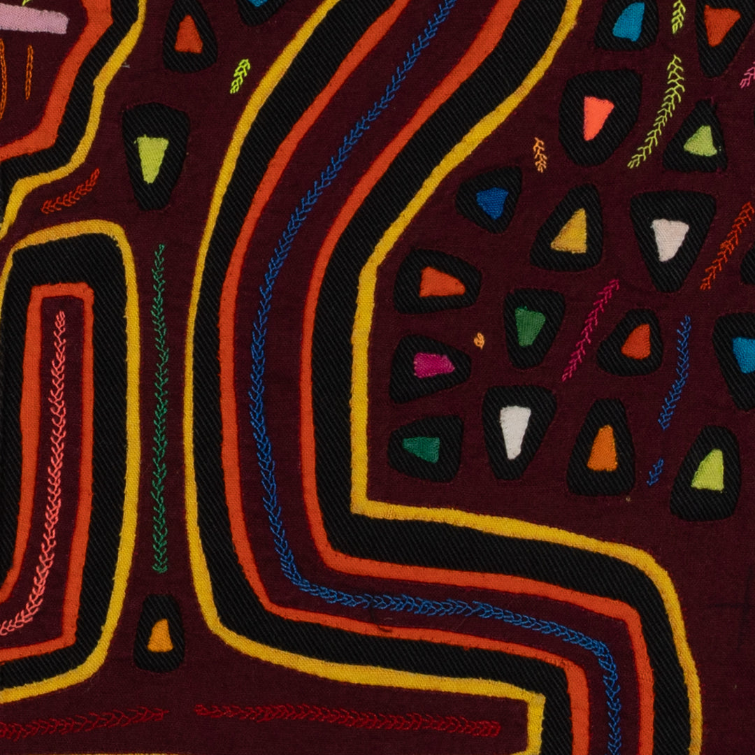 Traditional Burgundy And Yellow Flower Admirer Mola