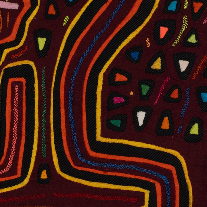 Traditional Burgundy And Yellow Flower Admirer Mola