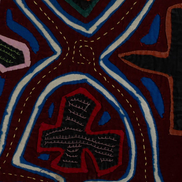 Traditional Maroon Blue And White Calisthenics Mola