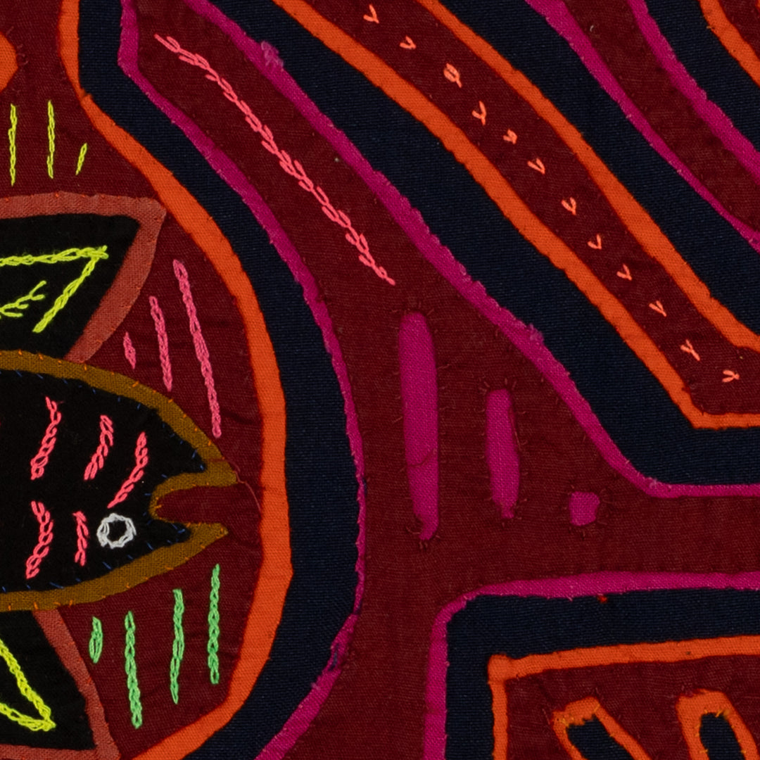 Traditional Red Orange And Black Classic Design Mola