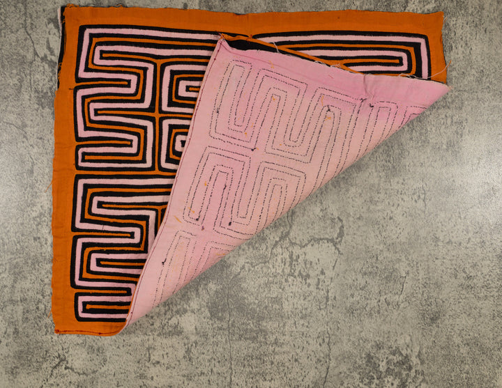 Traditional Orange Black And Cream Classic Design Mola