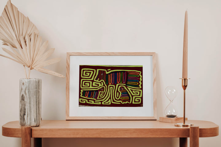 Traditional Green And Burgundy Strange Bird Mola