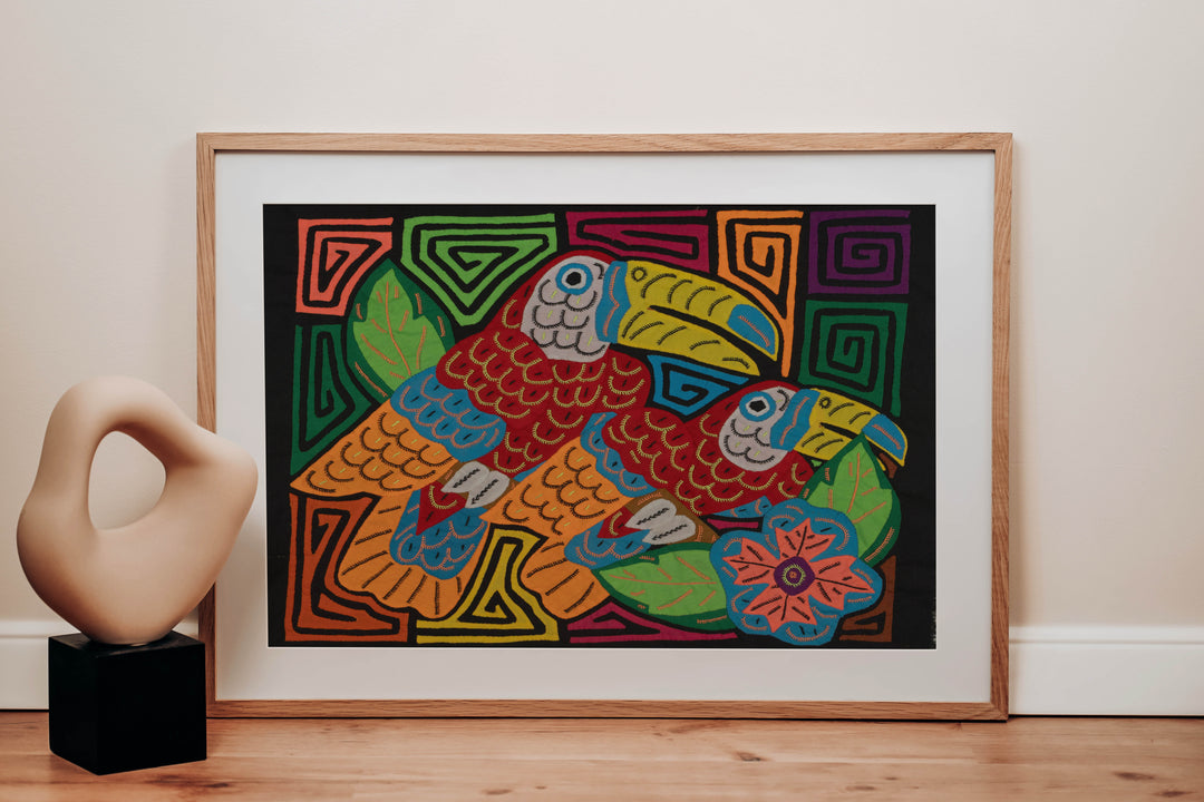 Colorful Red Toucan Pair Mola