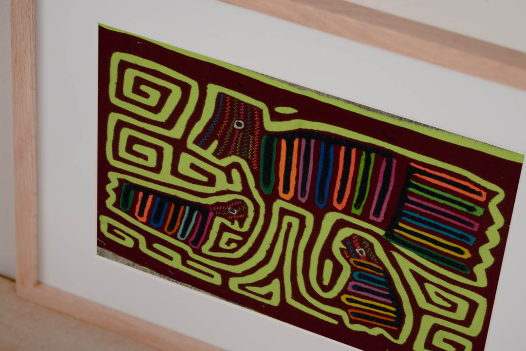 Traditional Green And Burgundy Strange Bird Mola