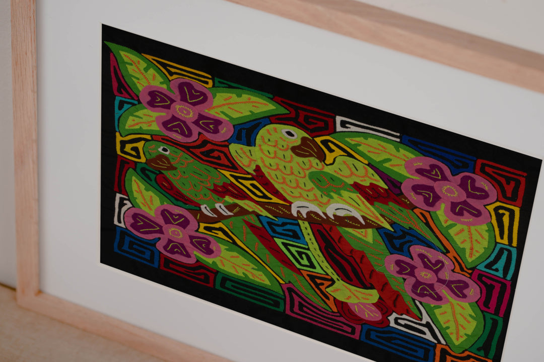 Fantasy Green And Pink Two Parrot Bird Mola