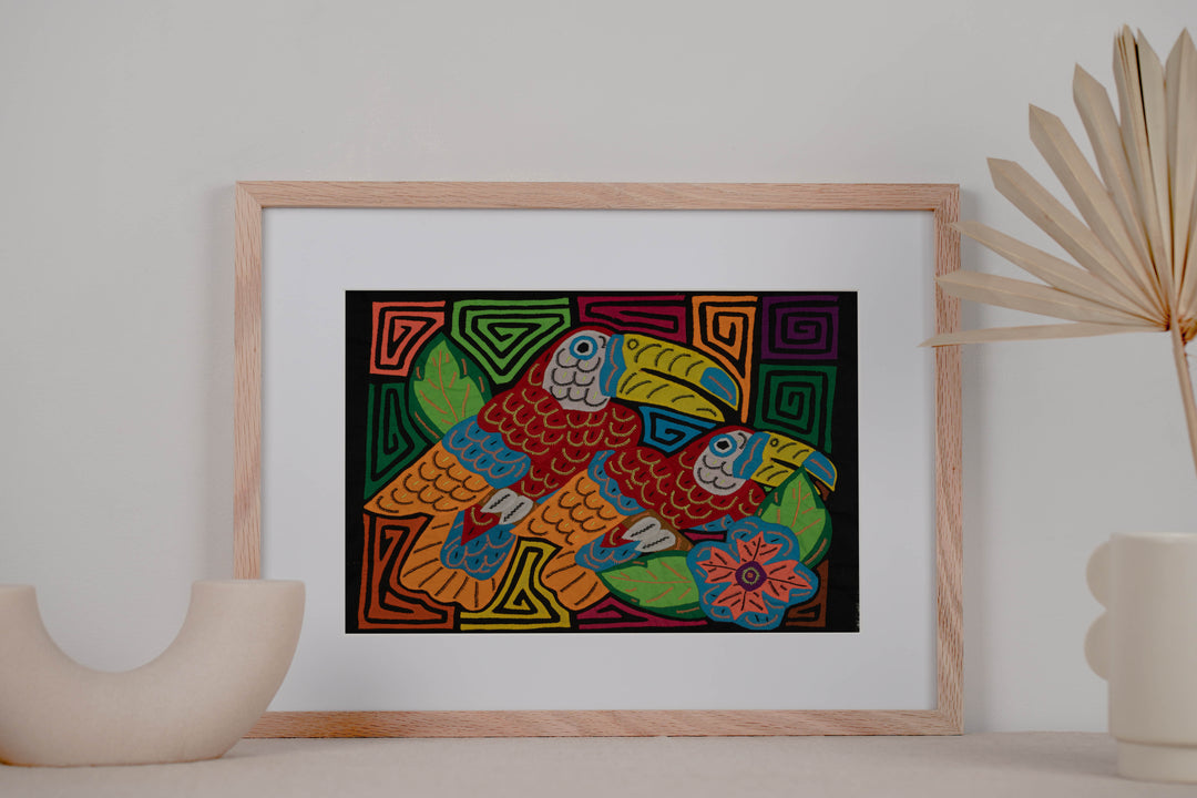 Colorful Red Toucan Pair Mola