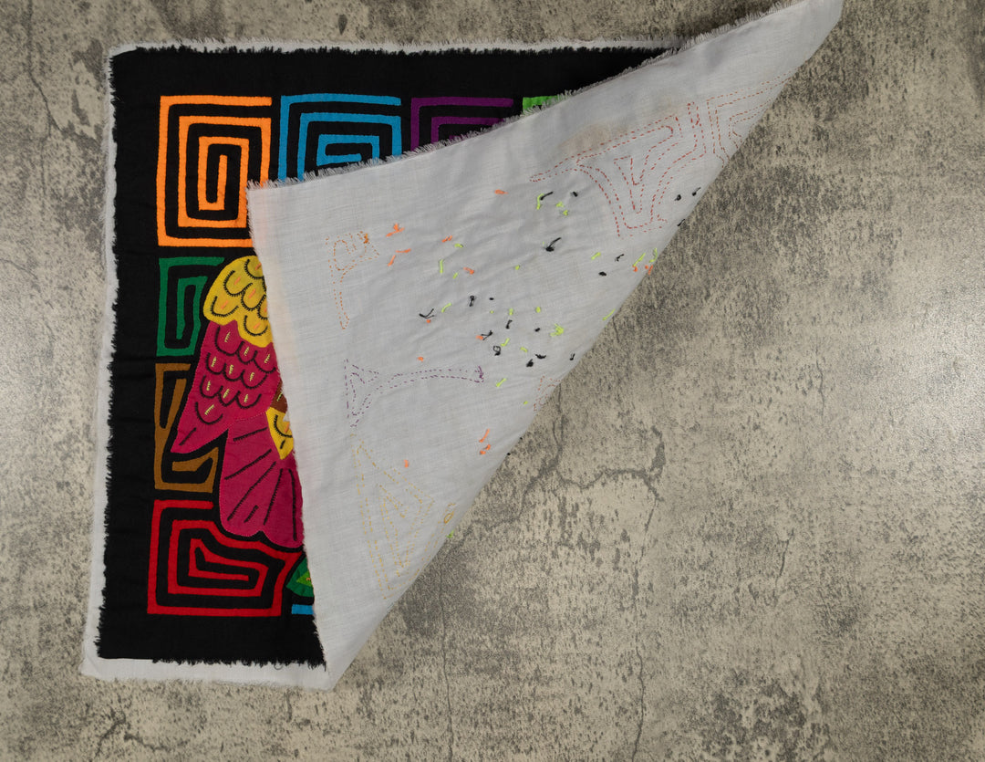 Fantasy Pink Yellow Blue And Orange Two Parrot Mola