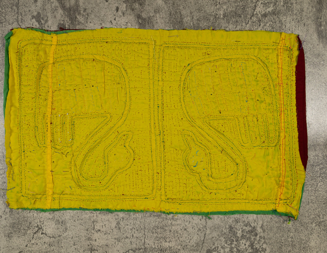 Traditional Maroon Yellow And Green Swan Bird Mola