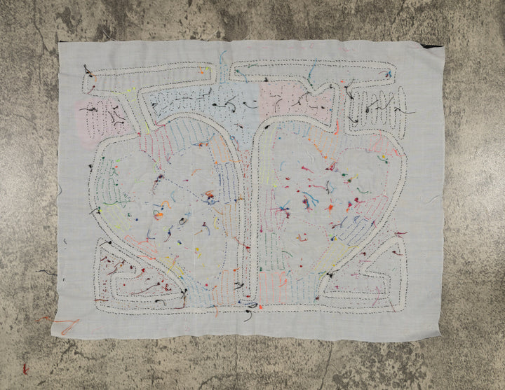 Traditional Black White And Red Floral Flower Mola