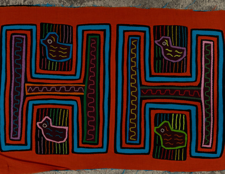 Traditional Orange And Turquoise Bathtub Ducky Mola