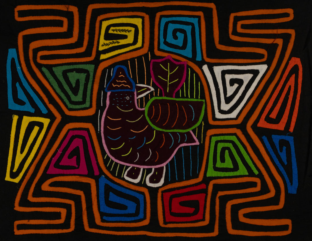 Traditional Black And Orange Fancy Bird Mola