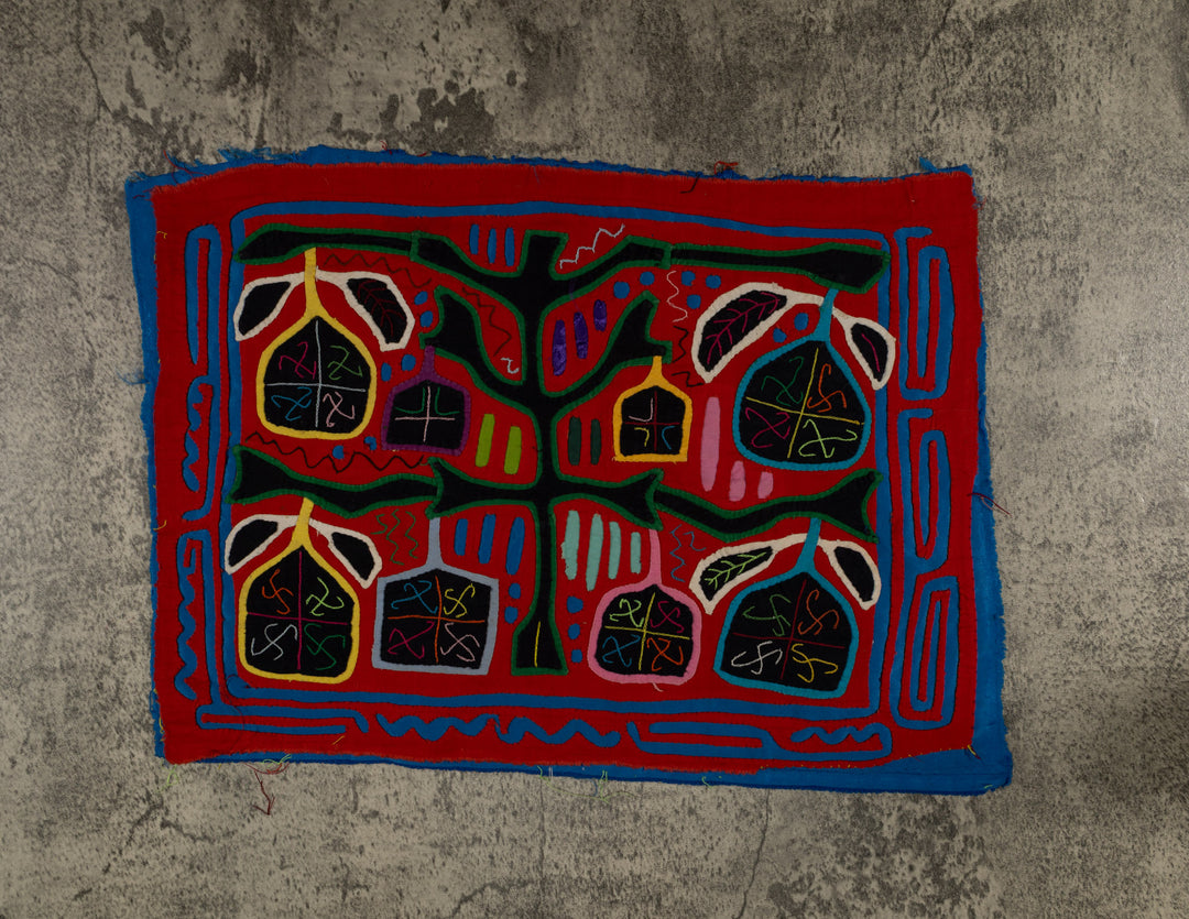 Vintage Red And Blue Autumn Leaves Mola