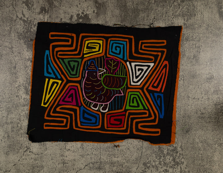 Traditional Black And Orange Fancy Bird Mola