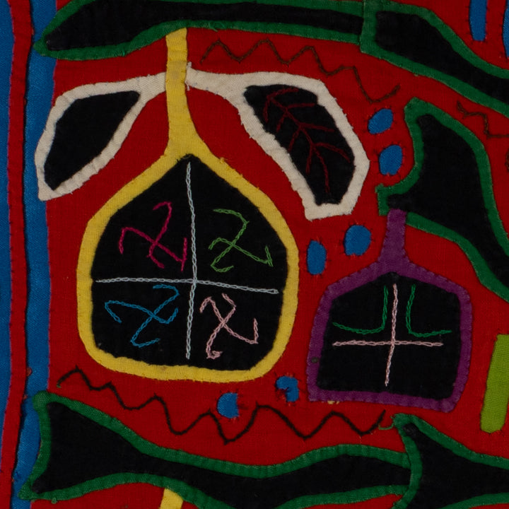 Vintage Red And Blue Autumn Leaves Mola