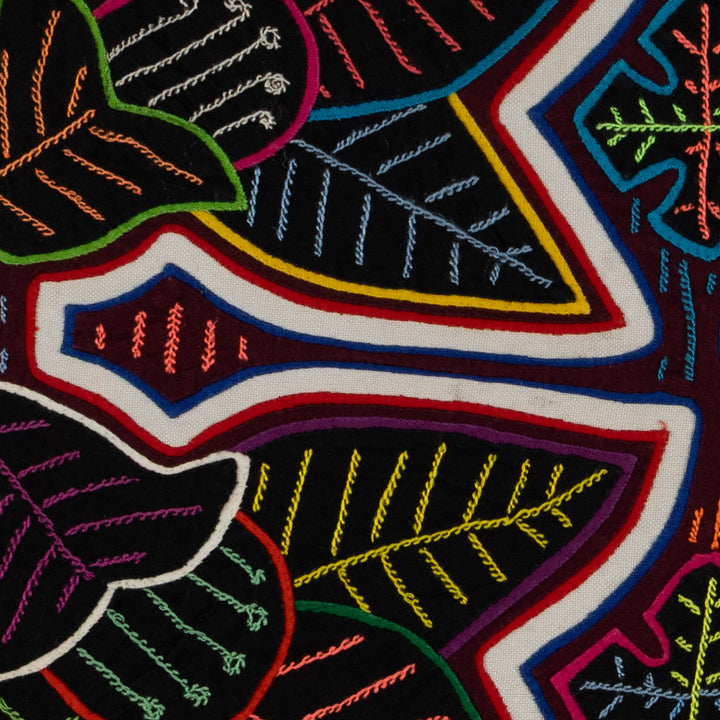 Traditional Maroon And White Floral Flower Mola