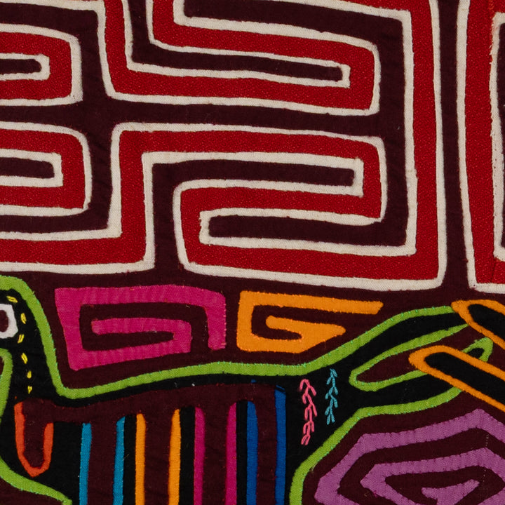 Traditional Red And White Dancing Duck Mola