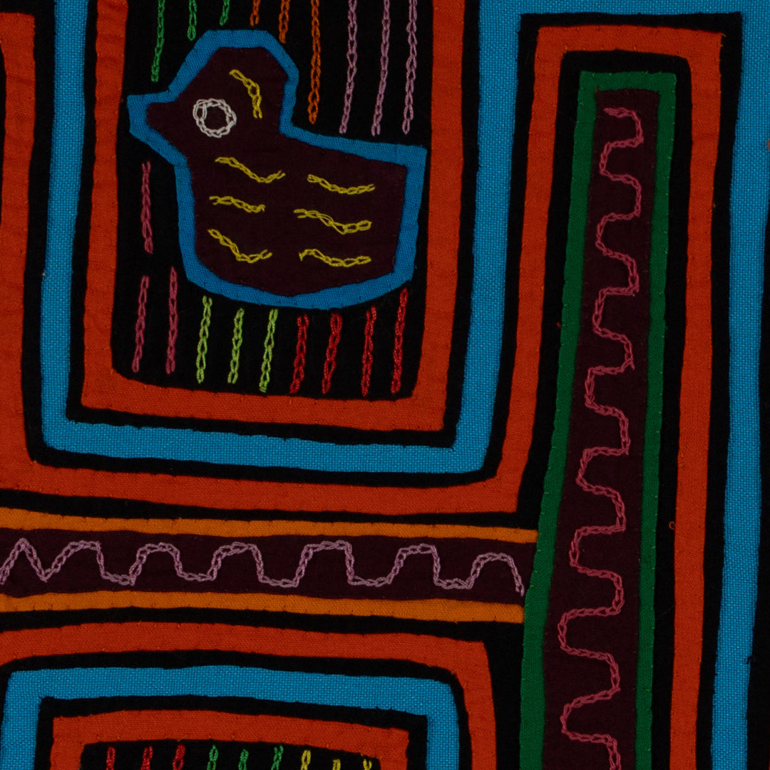 Traditional Orange And Turquoise Bathtub Ducky Mola