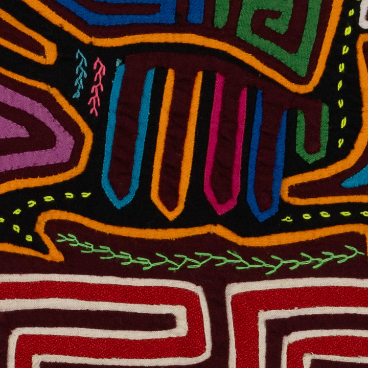 Traditional Red And White Dancing Duck Mola