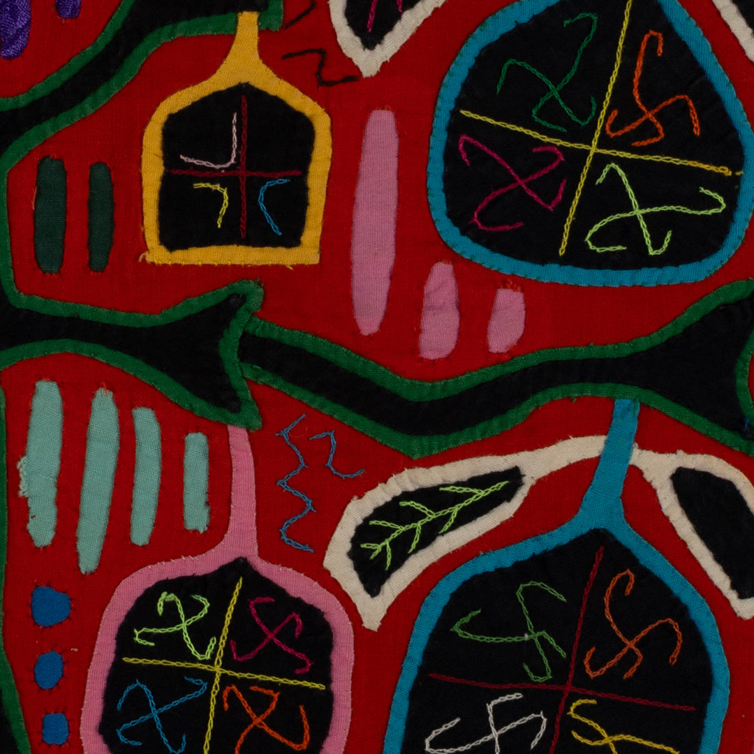 Vintage Red And Blue Autumn Leaves Mola