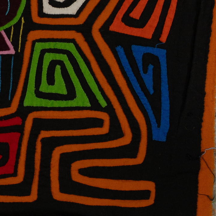 Traditional Black And Orange Fancy Bird Mola