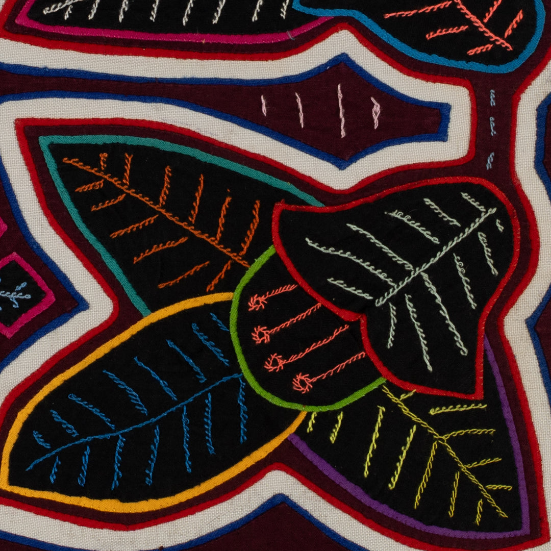 Traditional Maroon And White Floral Flower Mola