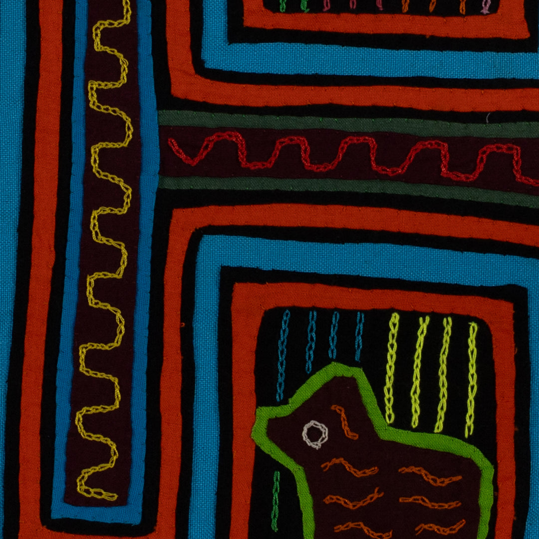 Traditional Orange And Turquoise Bathtub Ducky Mola