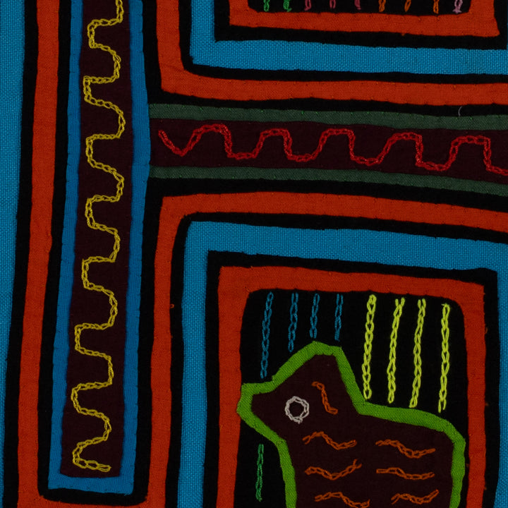 Traditional Orange And Turquoise Bathtub Ducky Mola