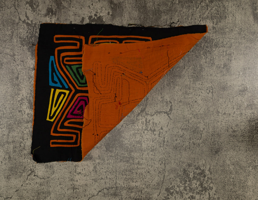 Traditional Black And Orange Fancy Bird Mola