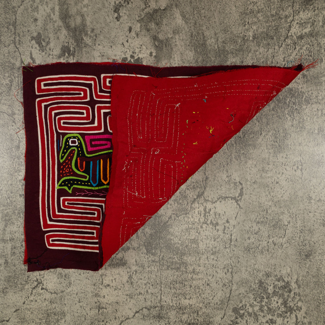 Traditional Red And White Dancing Duck Mola