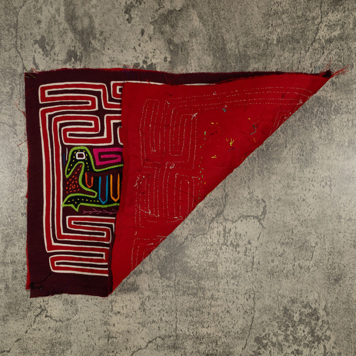 Traditional Red And White Dancing Duck Mola