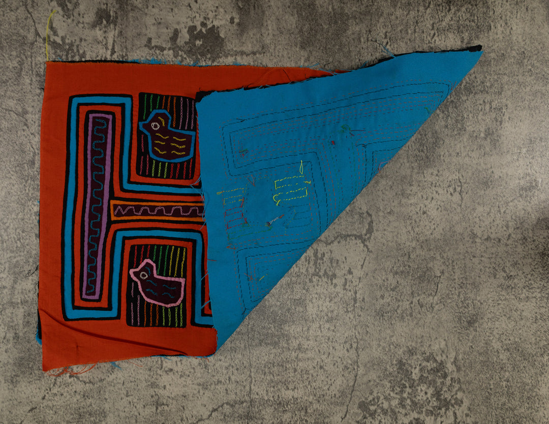 Traditional Orange And Turquoise Bathtub Ducky Mola