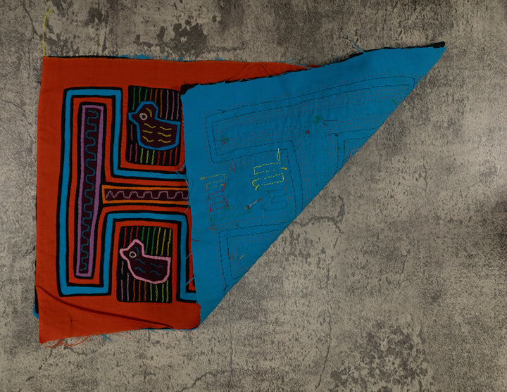 Traditional Orange And Turquoise Bathtub Ducky Mola