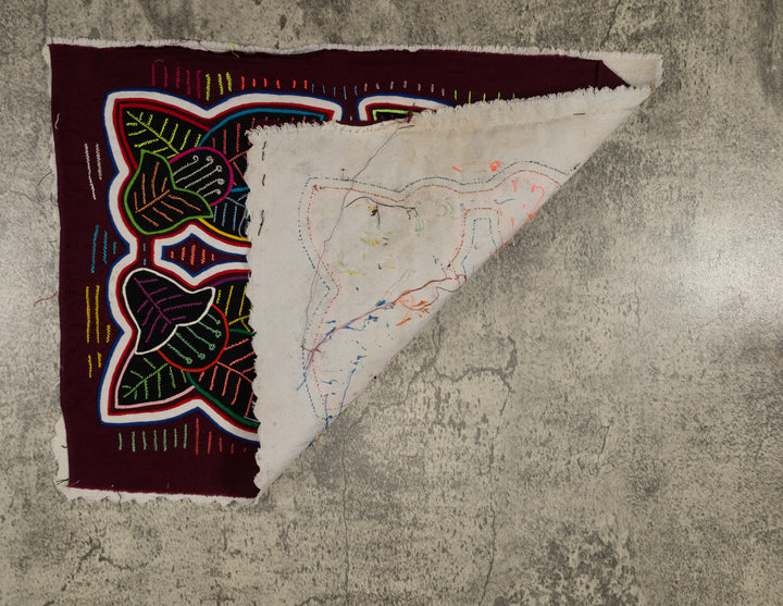 Traditional Maroon And White Floral Flower Mola