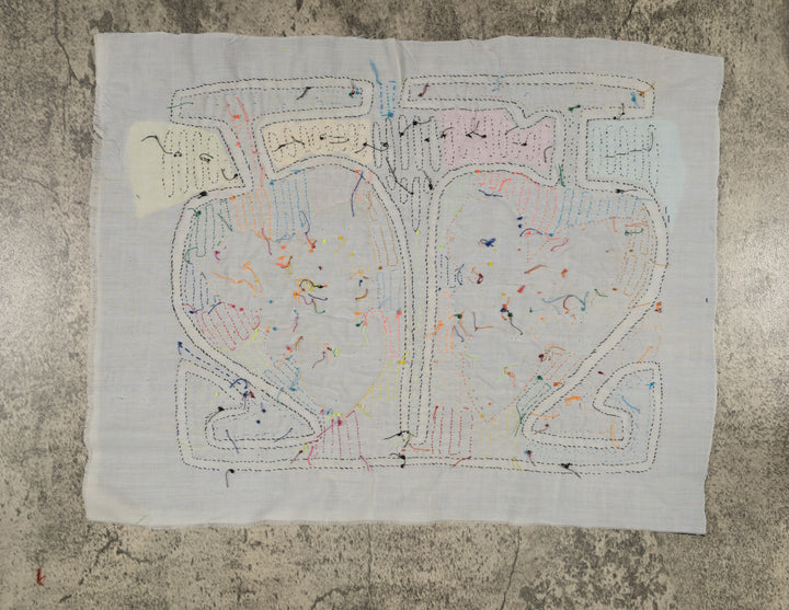 Traditional Black White And Orange Floral Flower Mola