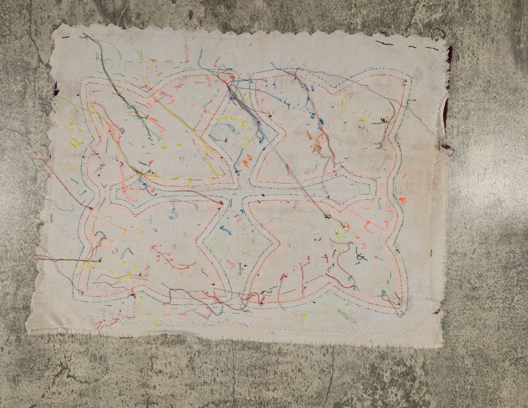 Traditional Maroon And White Floral Flower Mola