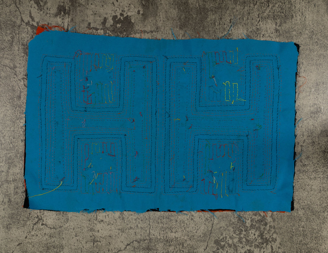 Traditional Orange And Turquoise Bathtub Ducky Mola