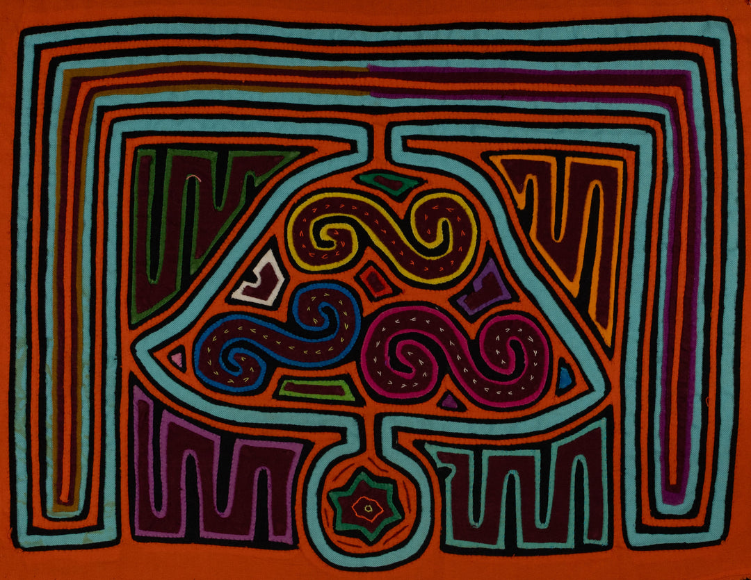 Traditional Orange And Turquoise Christmas Bell Mola