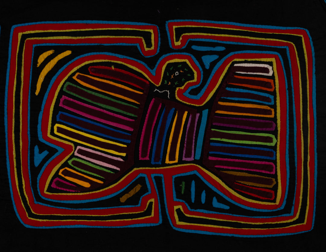 Classic Black Red And Blue Winged Warrior Mola