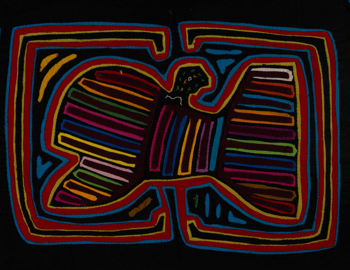 Classic Black Red And Blue Winged Warrior Mola