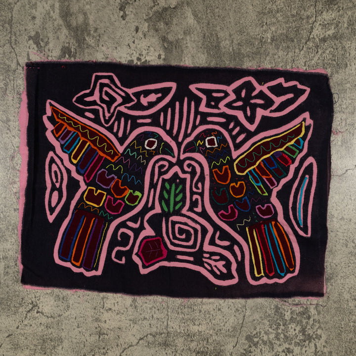 Traditional Black And Pink Peace Dove Mola