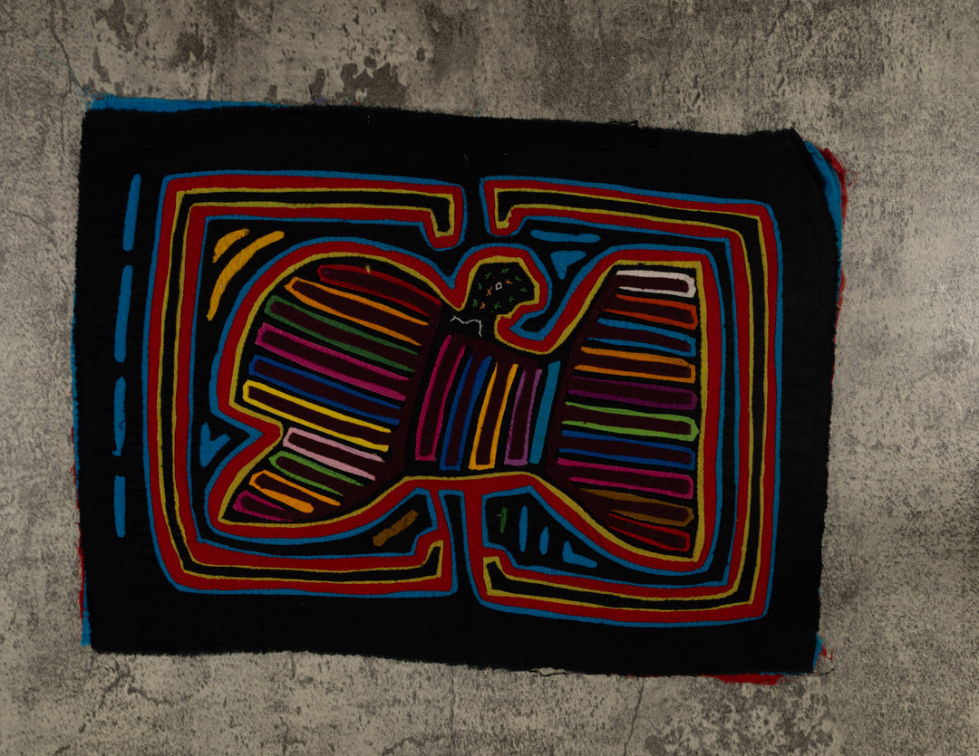 Classic Black Red And Blue Winged Warrior Mola