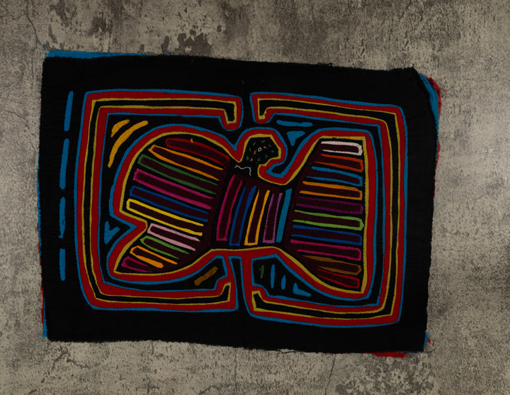 Classic Black Red And Blue Winged Warrior Mola