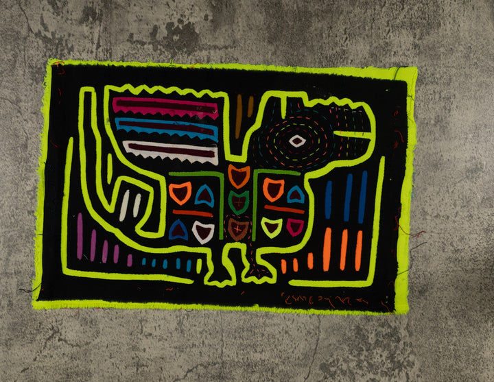 Black And Chartruce Jungle Critter Mola