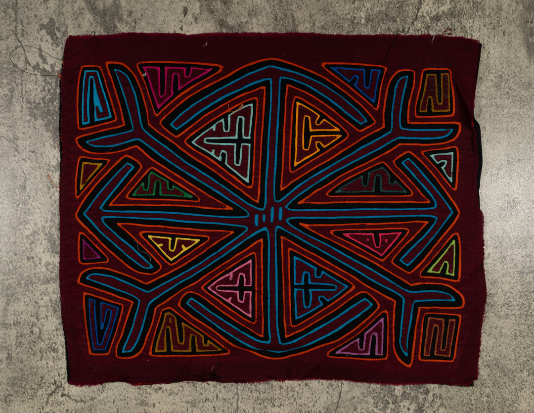 Traditional Burgundy Orange And Turquiose Classic Mola