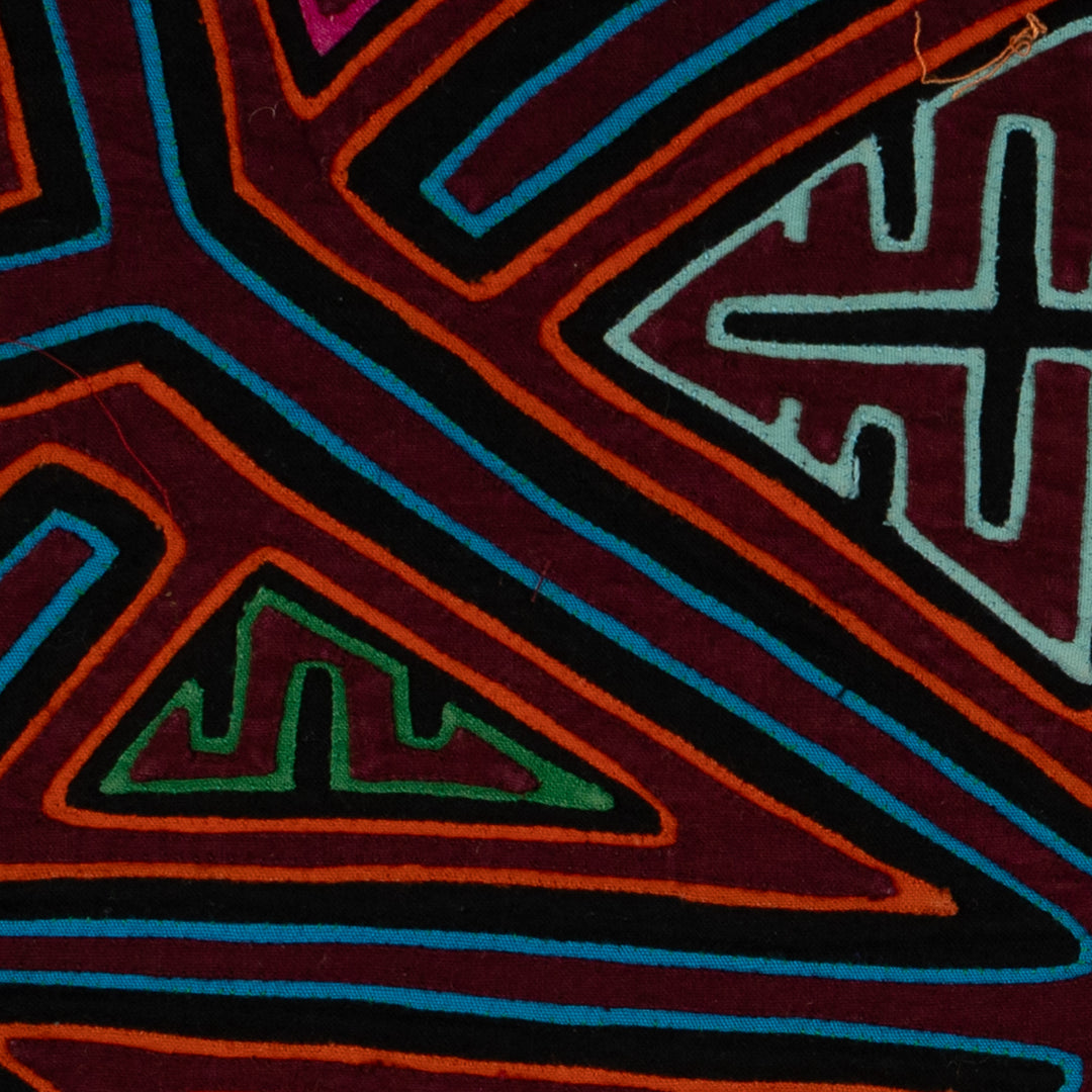 Traditional Burgundy Orange And Turquiose Classic Mola