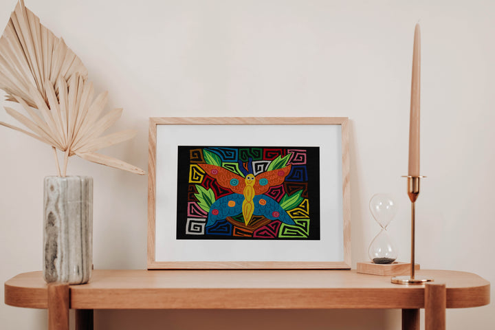 Fantasy Orange Blue And Yellow Happy Butterfly Mola