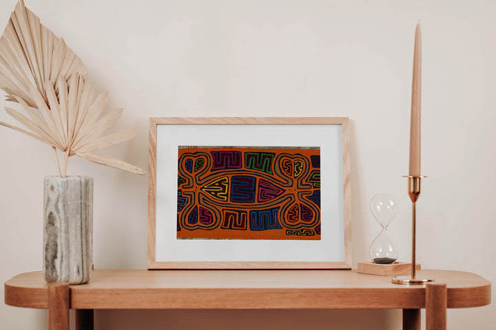 Classic Orange And Brown Cayuco With Outrigger Mola