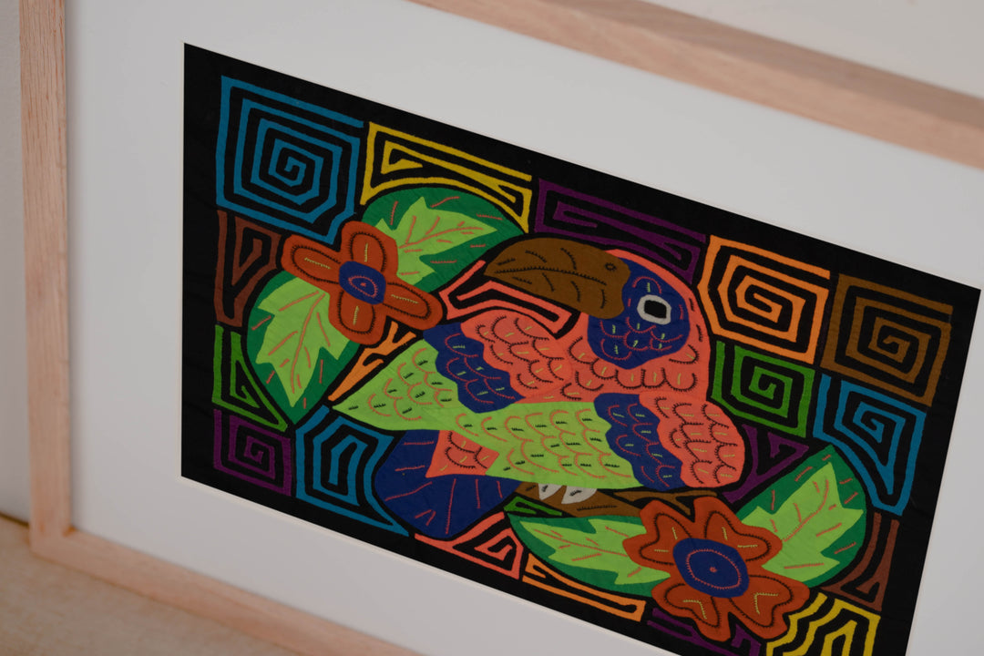 orange-fronted Parrot with Flowers and Leaves Mola